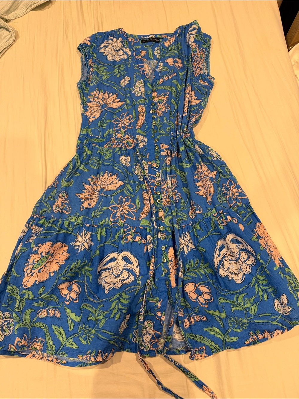 Lola Australia med Blue Floral Button-Front Casual Women’s Dress